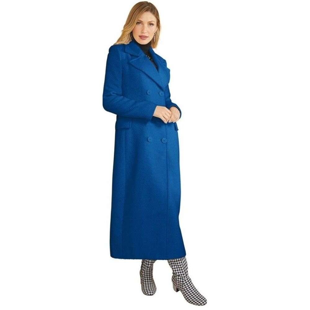 Masseys Long Peacoat Texture Cobalt Women's Size 1x
